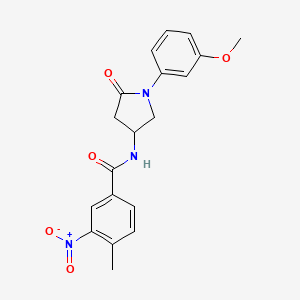 molecular formula C19H19N3O5 B2727868 N-[1-(3-甲氧基苯基)-5-氧代吡咯啉-3-基]-4-甲基-3-硝基苯甲酰胺 CAS No. 896272-35-8