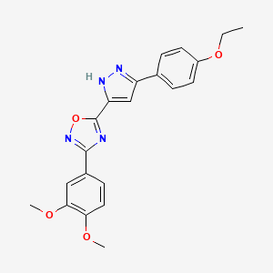 molecular formula C21H20N4O4 B2727870 3-(3,4-Dimethoxyphenyl)-5-[5-(4-ethoxyphenyl)pyrazolidin-3-yl]-1,2,4-oxadiazole CAS No. 1037197-71-9