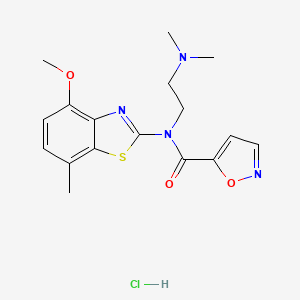 molecular formula C17H21ClN4O3S B2727878 N-(2-(二甲基氨基)乙基)-N-(4-甲氧基-7-甲基苯并[d]噻唑-2-基)异噁唑-5-甲酰胺盐酸盐 CAS No. 1323623-50-2