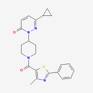 molecular formula C23H24N4O2S B2727879 6-Cyclopropyl-2-[1-(4-methyl-2-phenyl-1,3-thiazole-5-carbonyl)piperidin-4-yl]pyridazin-3-one CAS No. 2319635-20-4