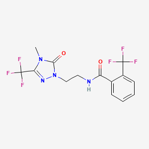 molecular formula C14H12F6N4O2 B2727881 N-(2-(4-methyl-5-oxo-3-(trifluoromethyl)-4,5-dihydro-1H-1,2,4-triazol-1-yl)ethyl)-2-(trifluoromethyl)benzamide CAS No. 1421457-87-5