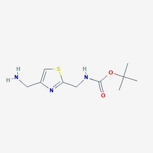 molecular formula C10H17N3O2S B2727891 Tert-butyl N-[[4-(aminomethyl)-1,3-thiazol-2-yl]methyl]carbamate CAS No. 185748-21-4