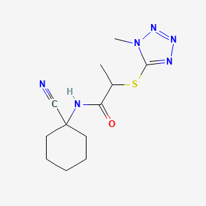 molecular formula C12H18N6OS B2727897 N-(1-cyanocyclohexyl)-2-(1-methyltetrazol-5-yl)sulfanylpropanamide CAS No. 849056-47-9