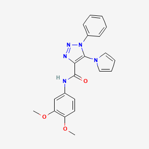 molecular formula C21H19N5O3 B2727900 N-(3,4-dimethoxyphenyl)-1-phenyl-5-(1H-pyrrol-1-yl)-1H-1,2,3-triazole-4-carboxamide CAS No. 1790196-71-2