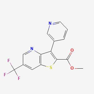 molecular formula C15H9F3N2O2S B2727902 Methyl 3-(3-pyridinyl)-6-(trifluoromethyl)thieno[3,2-b]pyridine-2-carboxylate CAS No. 400085-34-9