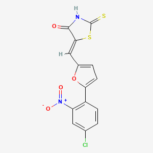 molecular formula C14H7ClN2O4S2 B2727904 (5Z)-5-[[5-(4-氯-2-硝基苯基)呋喃-2-基]甲基亚硫醛基]-1,3-噻唑烷-4-酮 CAS No. 1321711-39-0