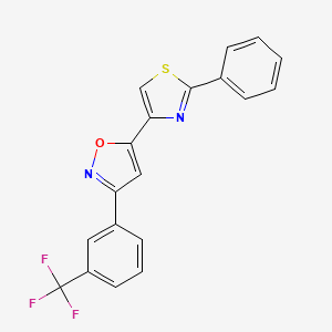 molecular formula C19H11F3N2OS B2727905 5-(2-苯基-1,3-噻唑-4-基)-3-[3-(三氟甲基)苯基]-1,2-噁唑 CAS No. 400079-69-8