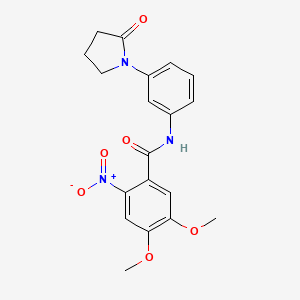 4,5-dimethoxy-2-nitro-N-(3-(2-oxopyrrolidin-1-yl)phenyl)benzamide