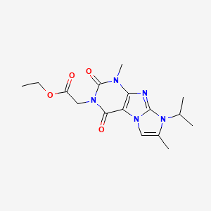 molecular formula C16H21N5O4 B2727908 乙酸2-(4,7-二甲基-1,3-二氧代-6-丙酮-2-基嘌呤[7,8-a]咪唑-2-基)乙酸酯 CAS No. 878731-57-8