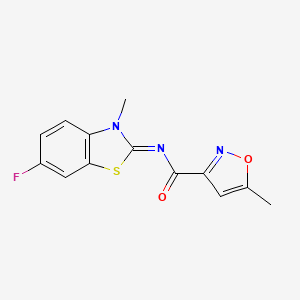 molecular formula C13H10FN3O2S B2727911 (E)-N-(6-fluoro-3-methylbenzo[d]thiazol-2(3H)-ylidene)-5-methylisoxazole-3-carboxamide CAS No. 942007-50-3