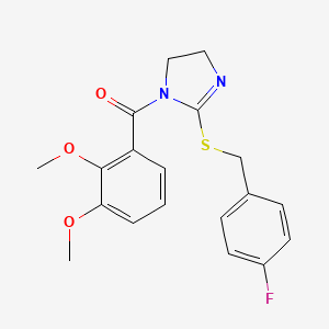 molecular formula C19H19FN2O3S B2727937 (2,3-二甲氧基苯基)-[2-[(4-氟苯基)甲基硫基]-4,5-二氢咪唑-1-基]甲酮 CAS No. 851865-68-4