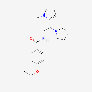 molecular formula C21H29N3O2 B2727940 4-isopropoxy-N-(2-(1-methyl-1H-pyrrol-2-yl)-2-(pyrrolidin-1-yl)ethyl)benzamide CAS No. 1049431-89-1
