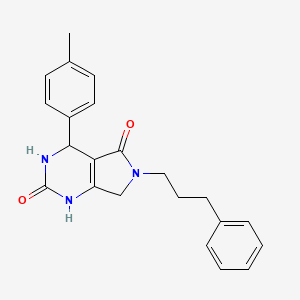 molecular formula C22H23N3O2 B2727950 6-(3-phenylpropyl)-4-(p-tolyl)-3,4,6,7-tetrahydro-1H-pyrrolo[3,4-d]pyrimidine-2,5-dione CAS No. 941980-14-9