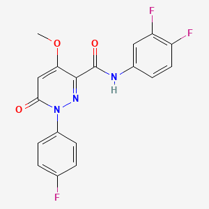 molecular formula C18H12F3N3O3 B2727954 N-(3,4-difluorophenyl)-1-(4-fluorophenyl)-4-methoxy-6-oxo-1,6-dihydropyridazine-3-carboxamide CAS No. 921582-33-4
