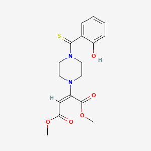 molecular formula C17H20N2O5S B2727956 Dimethyl 2-(4-(2-hydroxyphenylcarbonothioyl)piperazin-1-yl)maleate CAS No. 946201-53-2