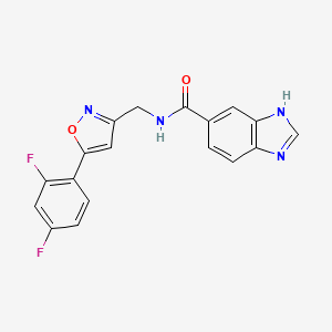 molecular formula C18H12F2N4O2 B2727979 N-((5-(2,4-二氟苯基)异噁唑-3-基)甲基)-1H-苯并[d]咪唑-5-羧酰胺 CAS No. 1209372-44-0