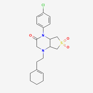 molecular formula C20H25ClN2O3S B2727988 1-(4-chlorophenyl)-4-(2-(cyclohex-1-en-1-yl)ethyl)hexahydrothieno[3,4-b]pyrazin-2(1H)-one 6,6-dioxide CAS No. 1049511-44-5