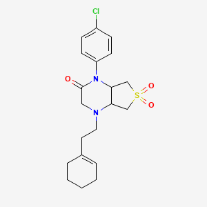 molecular formula C20H25ClN2O3S B2727988 1-(4-氯苯基)-4-(2-(环己-1-烯-1-基)乙基)六氢噻吩并[3,4-b]吡嗪-2(1H)-酮 6,6-二氧化物 CAS No. 1049511-44-5