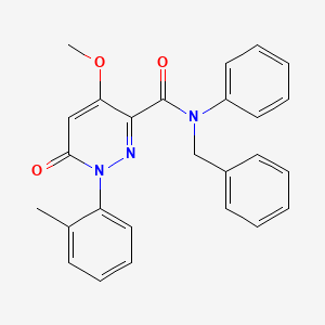 molecular formula C26H23N3O3 B2728014 N-benzyl-4-methoxy-1-(2-methylphenyl)-6-oxo-N-phenyl-1,6-dihydropyridazine-3-carboxamide CAS No. 1005303-12-7
