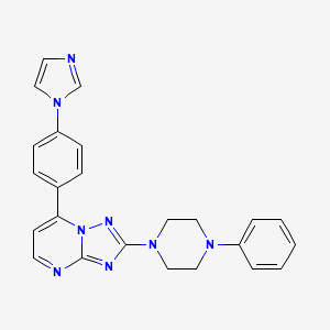 molecular formula C24H22N8 B2728022 7-[4-(1H-imidazol-1-yl)phenyl]-2-(4-phenylpiperazino)[1,2,4]triazolo[1,5-a]pyrimidine CAS No. 338403-81-9