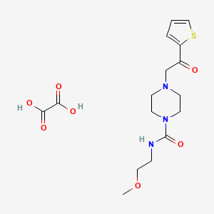 molecular formula C16H23N3O7S B2728028 N-(2-methoxyethyl)-4-(2-oxo-2-(thiophen-2-yl)ethyl)piperazine-1-carboxamide oxalate CAS No. 1351649-71-2