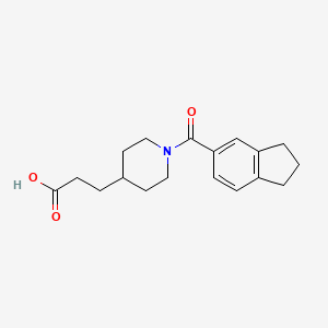 molecular formula C18H23NO3 B2728035 4-Piperidinepropanoic acid, 1-[(2,3-dihydro-1H-inden-5-yl)carbonyl]- CAS No. 1575154-54-9