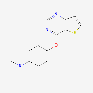 molecular formula C14H19N3OS B2728036 N,N-dimethyl-4-{thieno[3,2-d]pyrimidin-4-yloxy}cyclohexan-1-amine CAS No. 1101431-11-1