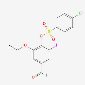 molecular formula C15H12ClIO5S B2728038 2-乙氧基-4-甲酰基-6-碘苯基 4-氯苯磺酸酯 CAS No. 431910-28-0