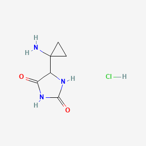 molecular formula C6H10ClN3O2 B2728043 5-(1-Aminocyclopropyl)imidazolidine-2,4-dione;hydrochloride CAS No. 2375259-64-4