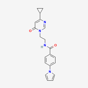 molecular formula C20H20N4O2 B2728063 N-(2-(4-环丙基-6-氧代嘧啶-1(6H)-基)乙基)-4-(1H-吡咯-1-基)苯甲酰胺 CAS No. 2034358-05-7