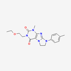 molecular formula C19H23N5O3 B2728065 3-(2-ethoxyethyl)-1-methyl-8-(4-methylphenyl)-7,8-dihydro-1H-imidazo[2,1-f]purine-2,4(3H,6H)-dione CAS No. 872840-38-5