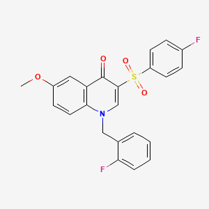 molecular formula C23H17F2NO4S B2728066 3-(4-Fluorobenzenesulfonyl)-1-[(2-fluorophenyl)methyl]-6-methoxy-1,4-dihydroquinolin-4-one CAS No. 866810-16-4
