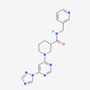 molecular formula C18H20N8O B2728068 1-(6-(1H-1,2,4-triazol-1-yl)pyrimidin-4-yl)-N-(pyridin-3-ylmethyl)piperidine-3-carboxamide CAS No. 1797091-53-2