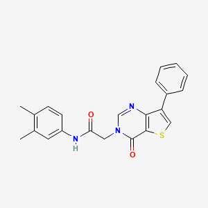 molecular formula C22H19N3O2S B2728072 N-(3,4-dimethylphenyl)-2-(4-oxo-7-phenylthieno[3,2-d]pyrimidin-3(4H)-yl)acetamide CAS No. 1105235-79-7