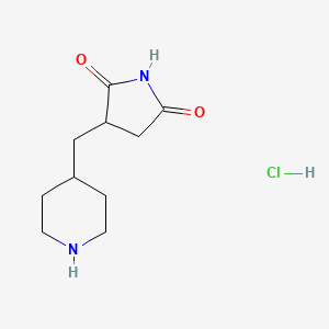 molecular formula C10H17ClN2O2 B2728074 3-(Piperidin-4-ylmethyl)pyrrolidine-2,5-dione;hydrochloride CAS No. 2305256-03-3