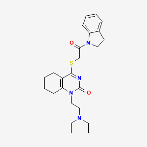 molecular formula C24H32N4O2S B2728079 1-(2-(diethylamino)ethyl)-4-((2-(indolin-1-yl)-2-oxoethyl)thio)-5,6,7,8-tetrahydroquinazolin-2(1H)-one CAS No. 899949-77-0