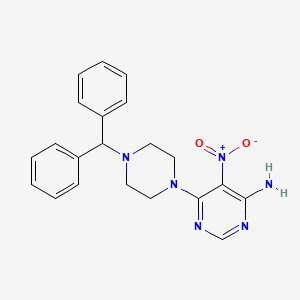 molecular formula C21H22N6O2 B2728080 6-(4-Benzhydrylpiperazin-1-yl)-5-nitropyrimidin-4-amine CAS No. 681271-48-7