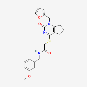 molecular formula C22H23N3O4S B2728095 2-((1-(furan-2-ylmethyl)-2-oxo-2,5,6,7-tetrahydro-1H-cyclopenta[d]pyrimidin-4-yl)thio)-N-(3-methoxybenzyl)acetamide CAS No. 899986-81-3