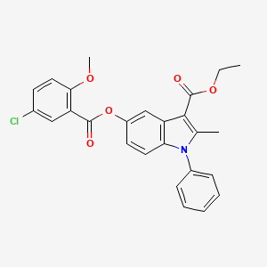 molecular formula C26H22ClNO5 B2728098 ethyl 5-((5-chloro-2-methoxybenzoyl)oxy)-2-methyl-1-phenyl-1H-indole-3-carboxylate CAS No. 391862-13-8