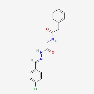 molecular formula C17H16ClN3O2 B2728107 (E)-N-(2-(2-(4-chlorobenzylidene)hydrazinyl)-2-oxoethyl)-2-phenylacetamide CAS No. 391883-82-2