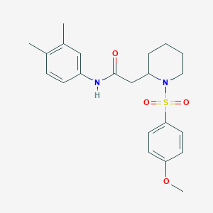 molecular formula C22H28N2O4S B2728108 N-(3,4-二甲基苯基)-2-(1-((4-甲氧基苯基)磺酰)哌啶-2-基)乙酰胺 CAS No. 941911-48-4