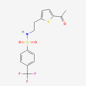 molecular formula C15H14F3NO3S2 B2728109 N-(2-(5-乙酰硫代吡啶-2-基)乙基)-4-(三氟甲基)苯磺酰胺 CAS No. 2034562-52-0
