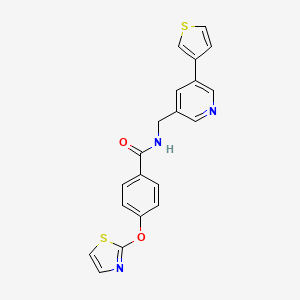 4-(1,3-thiazol-2-yloxy)-N-{[5-(thiophen-3-yl)pyridin-3-yl]methyl}benzamide