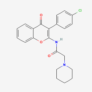molecular formula C22H21ClN2O3 B2728116 N-[3-(4-chlorophenyl)-4-oxochromen-2-yl]-2-piperidin-1-ylacetamide CAS No. 904265-01-6