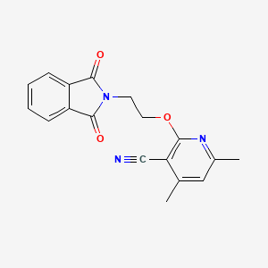 molecular formula C18H15N3O3 B2728124 2-[2-(1,3-Dioxo-1,3-dihydro-2H-isoindol-2-yl)ethoxy]-4,6-dimethylnicotinonitrile CAS No. 2270913-28-3
