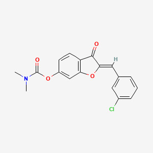 molecular formula C18H14ClNO4 B2728127 (Z)-2-(3-氯苄亚甲基)-3-氧代-2,3-二氢苯并呋喃-6-基二甲基碳酸酯 CAS No. 622793-73-1