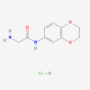 molecular formula C10H13ClN2O3 B2728129 2-amino-N-(2,3-dihydro-1,4-benzodioxin-6-yl)acetamide hydrochloride CAS No. 1266693-66-6