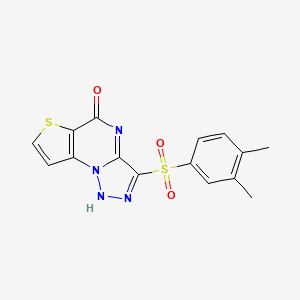 molecular formula C15H12N4O3S2 B2728133 3-[(3,4-dimethylphenyl)sulfonyl]thieno[2,3-e][1,2,3]triazolo[1,5-a]pyrimidin-5(4H)-one CAS No. 1174392-23-4