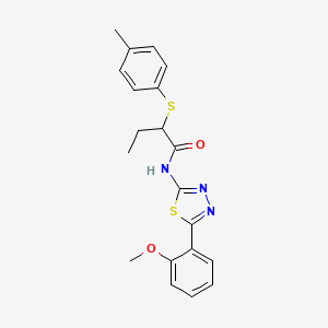 molecular formula C20H21N3O2S2 B2728135 N-(5-(2-methoxyphenyl)-1,3,4-thiadiazol-2-yl)-2-(p-tolylthio)butanamide CAS No. 394238-24-5