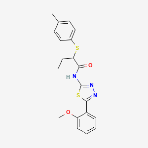 molecular formula C20H21N3O2S2 B2728135 N-(5-(2-甲氧基苯基)-1,3,4-噻二唑-2-基)-2-(对甲苯硫基)丁酰胺 CAS No. 394238-24-5